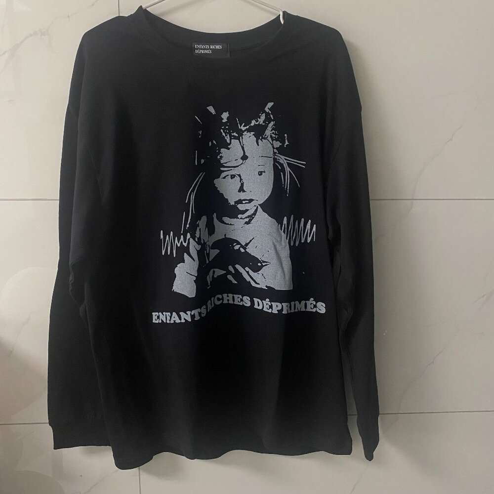 Enfants Riches Deprimes men's black long-sleeved T-shirt hoodie